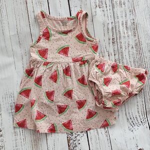 Cute Watermelon Print Baby Dress Set